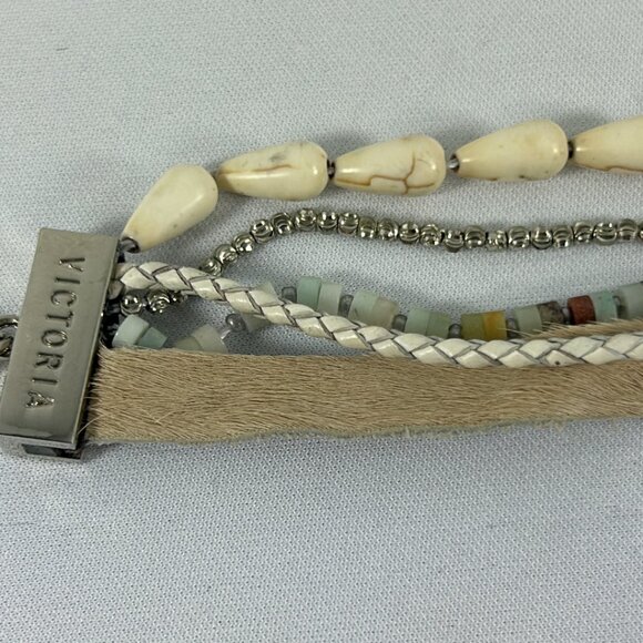 Victoria Emerson Boho Cuff Bracelet Shells Silver Tone Multistrand Layered Boho - Picture 5 of 11